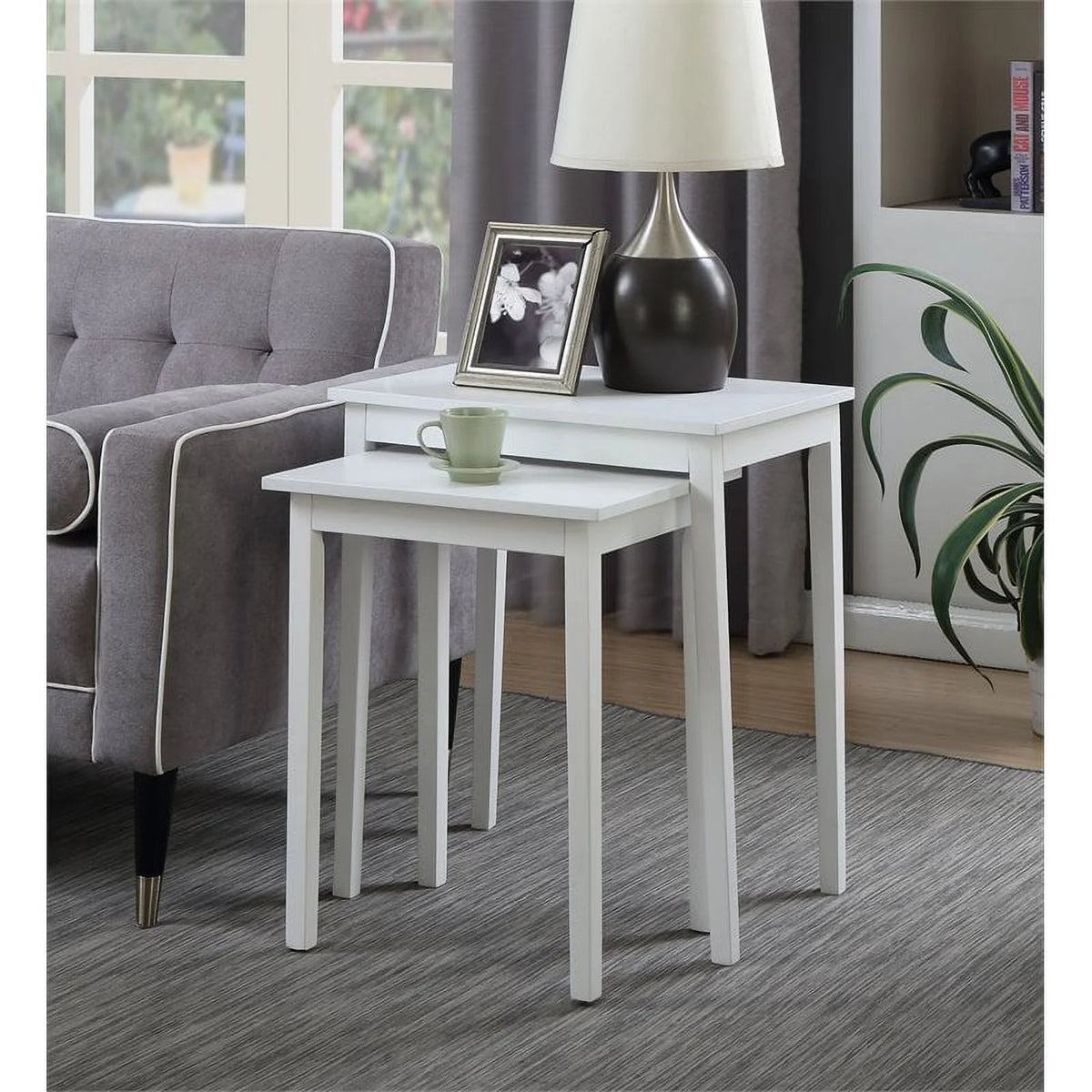 White Wood Nesting End Table Set of 2 F825144