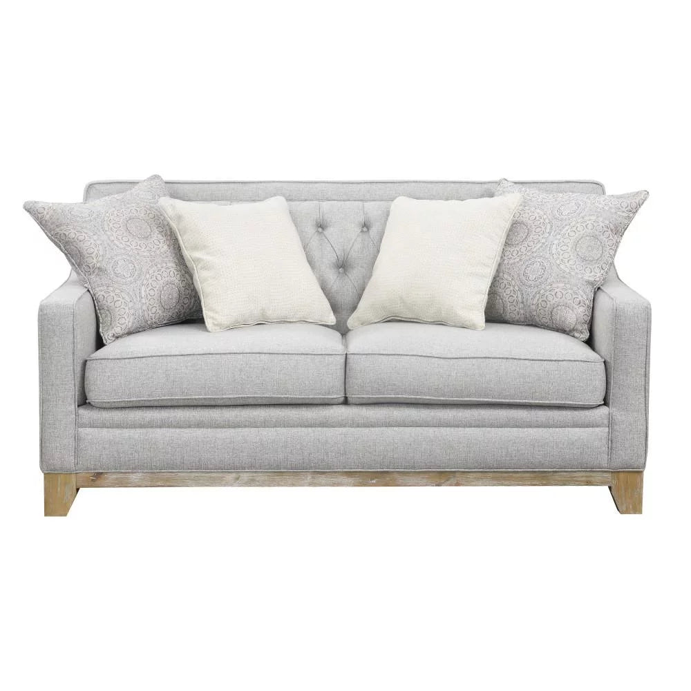 Gray Loveseat with Button Tufting U978