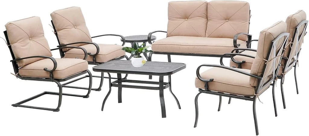 7-Piece Brown Metal Patio Conversation Set K492