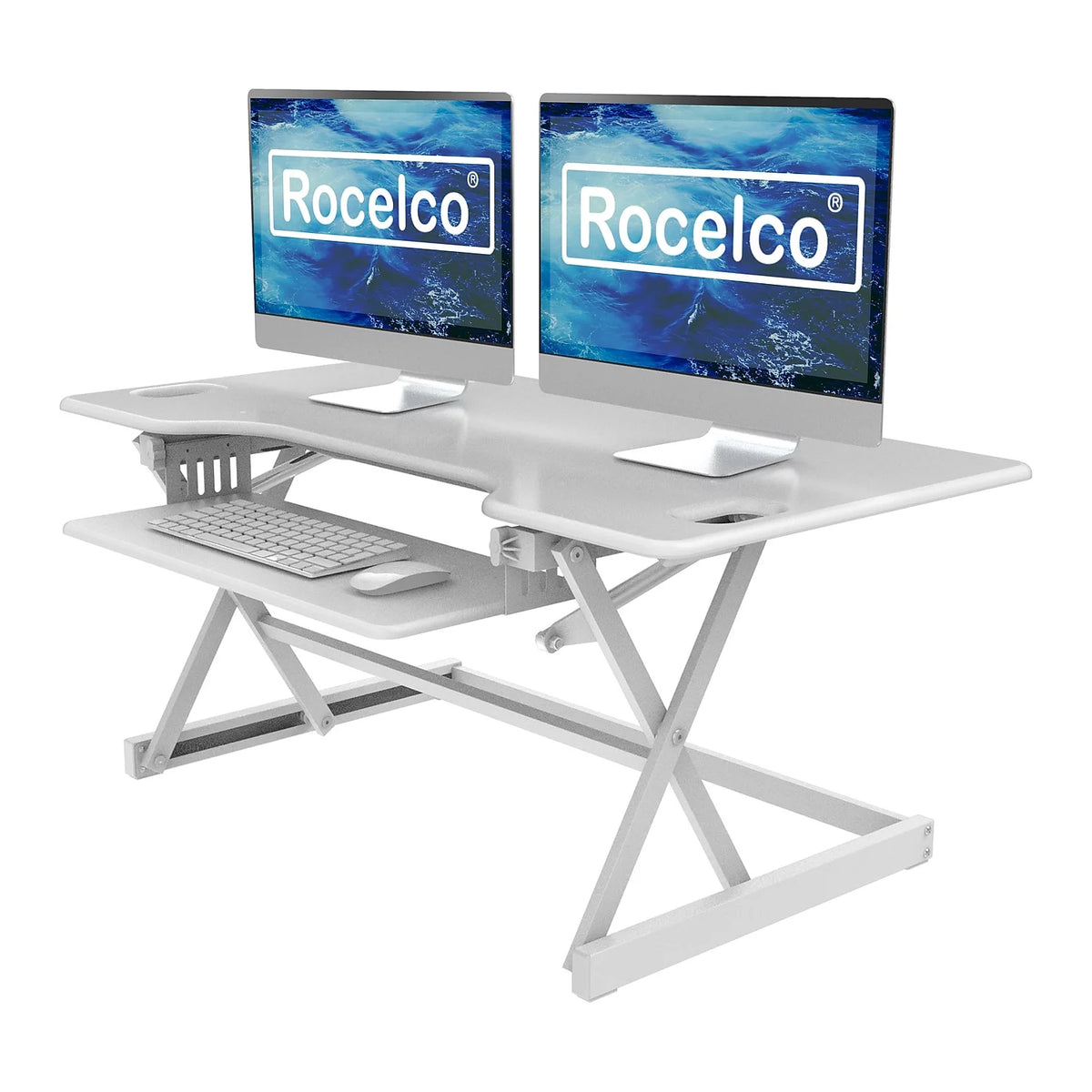 46" Adjustable Standing Desk Converter with Monitor Stand White O796