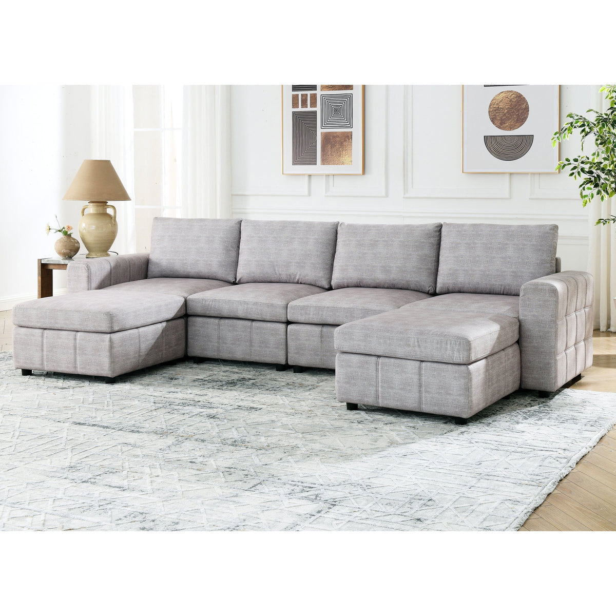 Upholstered Modular U-Shaped Sectional Sofa E501954