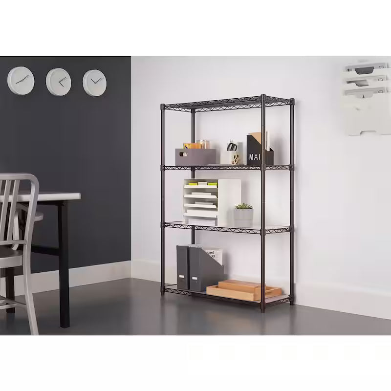 Dark Bronze 4-Tier Steel Wire Shelving Unit with Liners L123