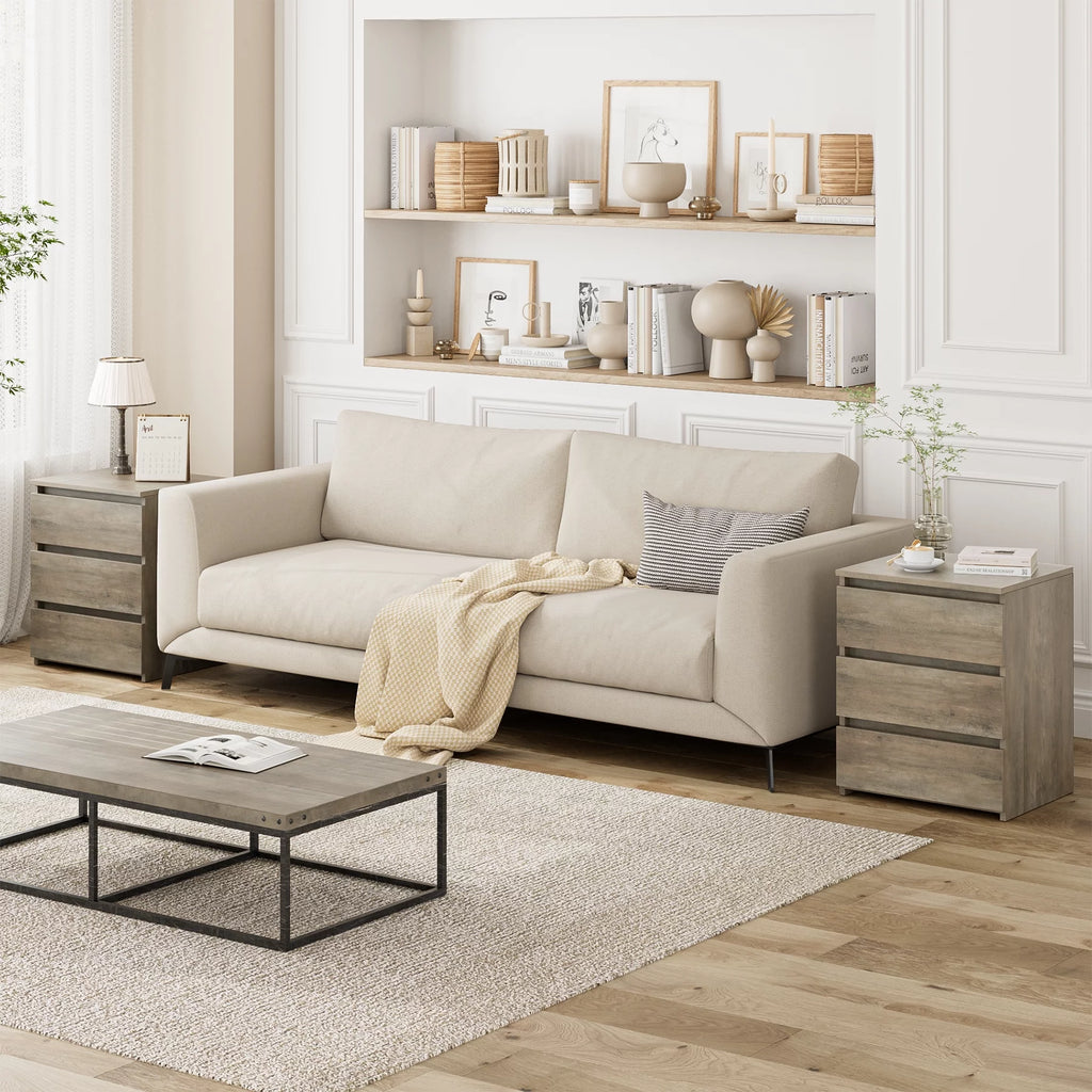 White 3 Drawer Wood Nightstand A838234