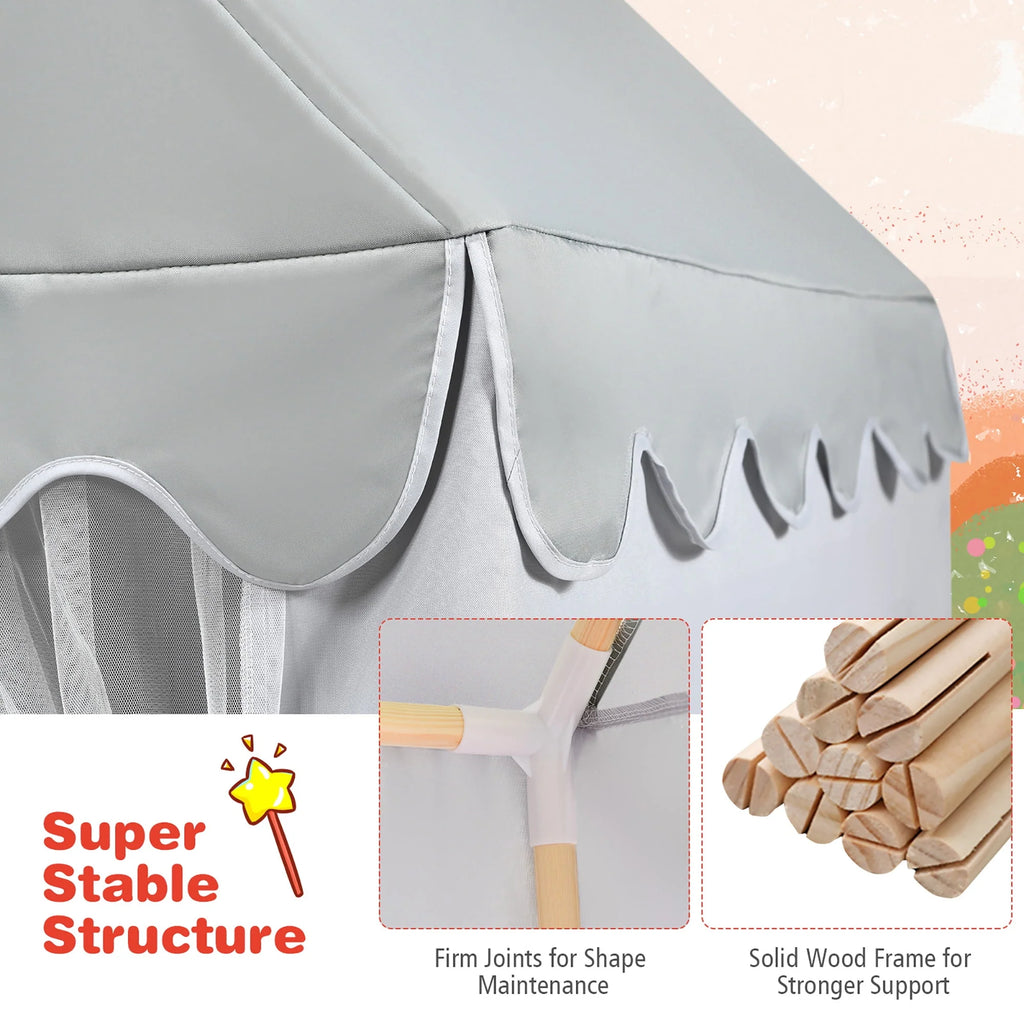 Kids Play Tent Playhouse Castle with Mat Gray H1318