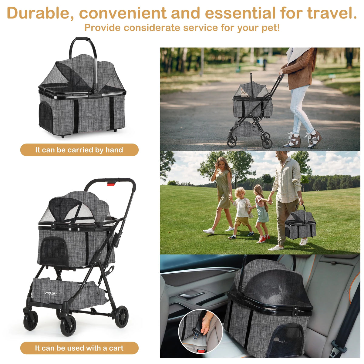 Foldable 4 Wheel Pet Stroller Q1566