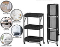 3 Tier Rolling Utility Storage Cart with Wheels, Black P715