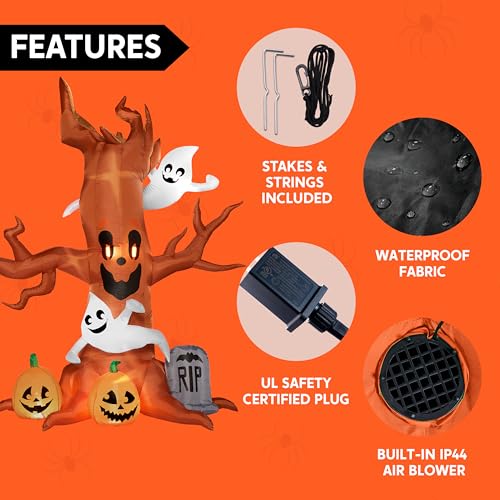 8 FT Halloween Inflatable Scary Tree with Ghost Decorations M997309