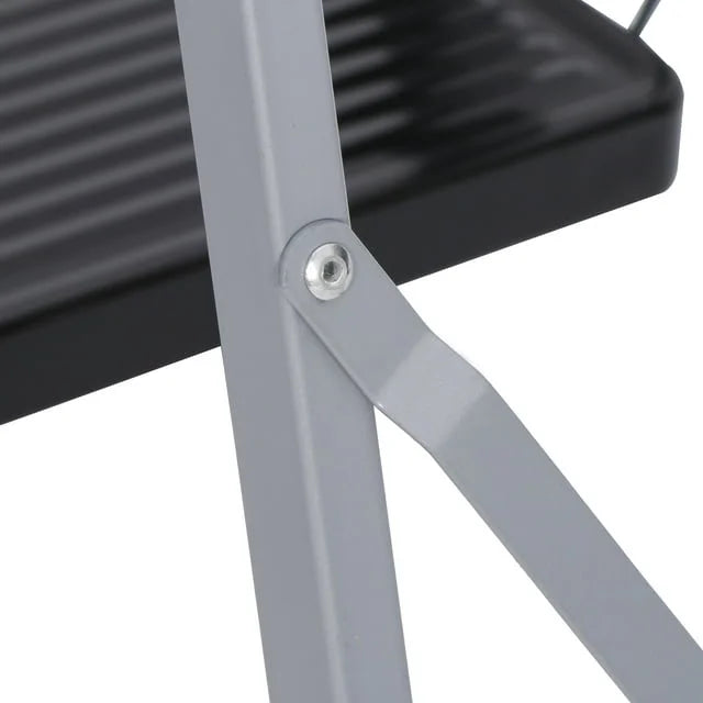 3 Step Folding Step Stool 330lbs Capacity Silver G58932