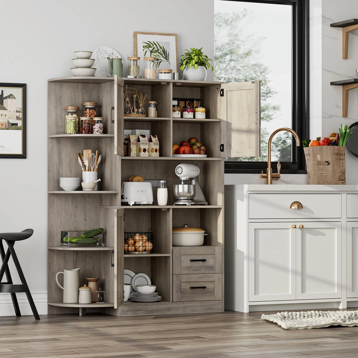 Large Kitchen Pantry Buffet with Adjustable Shelves R1091