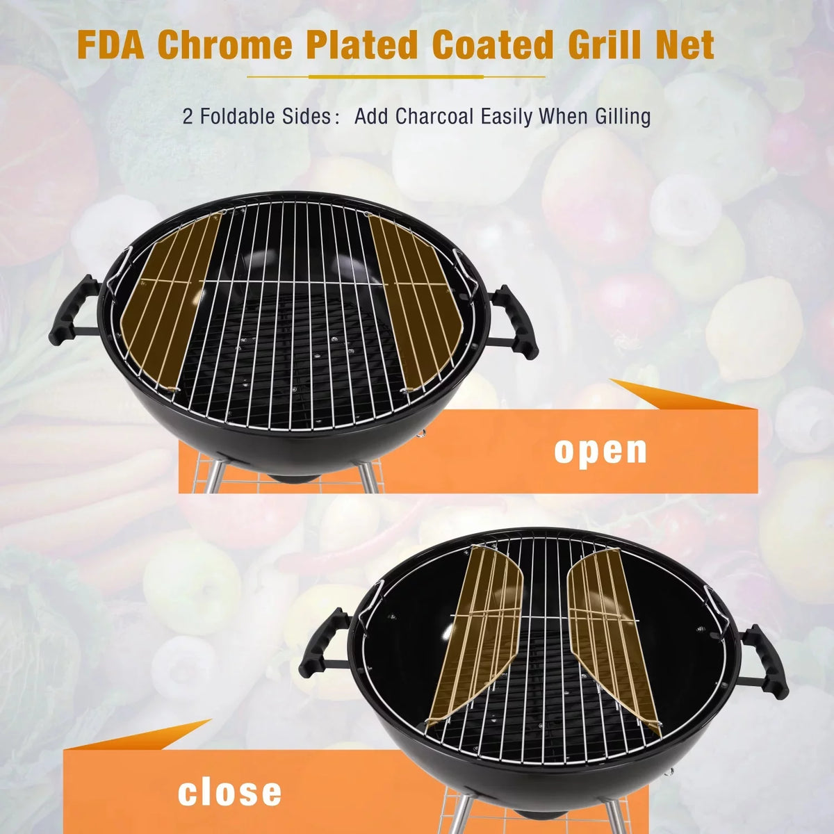 Portable Charcoal BBQ Grill W69239