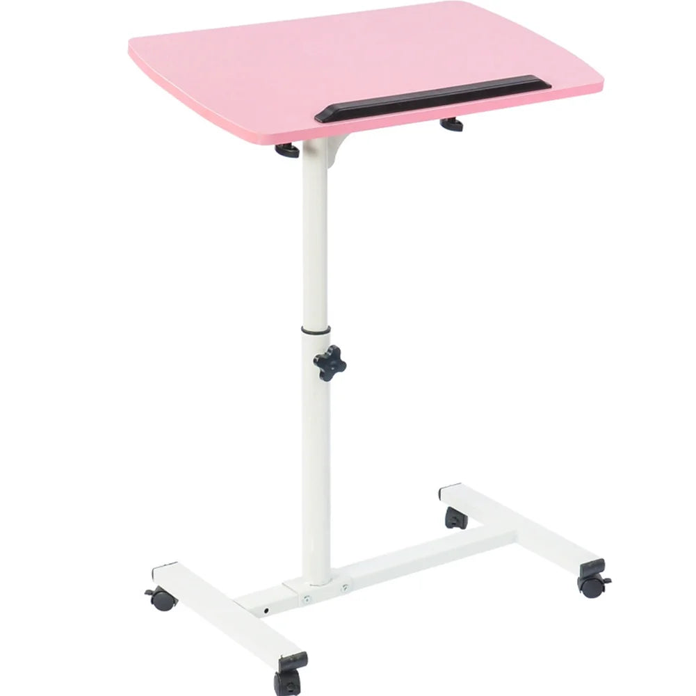 Adjustable Laptop Desk Table Stand with Wheels Pink U69621