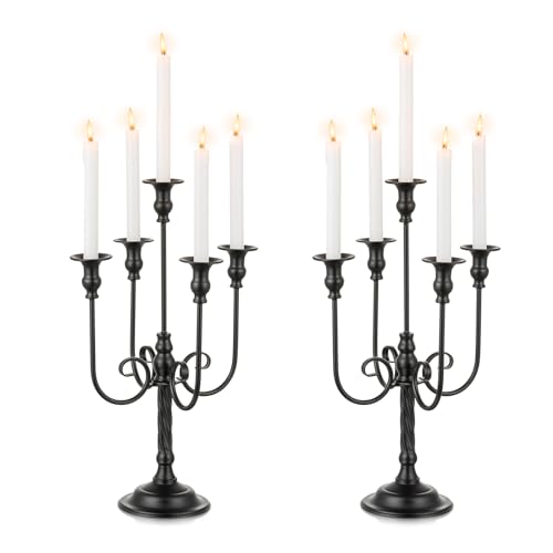 Black 28 Inches 5 Arm Metal Candelabra Set of 2 L81054