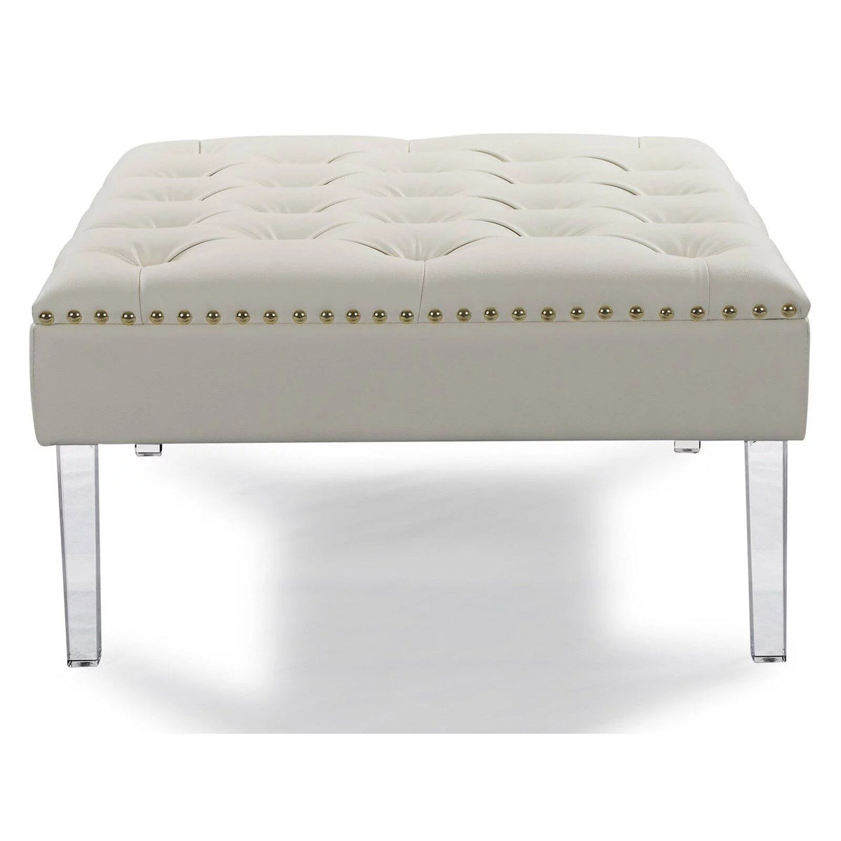 Square Tufted PU Leather Upholstered Ottoman H675255