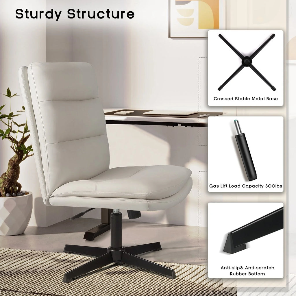 White Armless PU Leather High Back Office Chair K44409