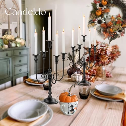 Black 28 Inches 5 Arm Metal Candelabra Set of 2 L81054