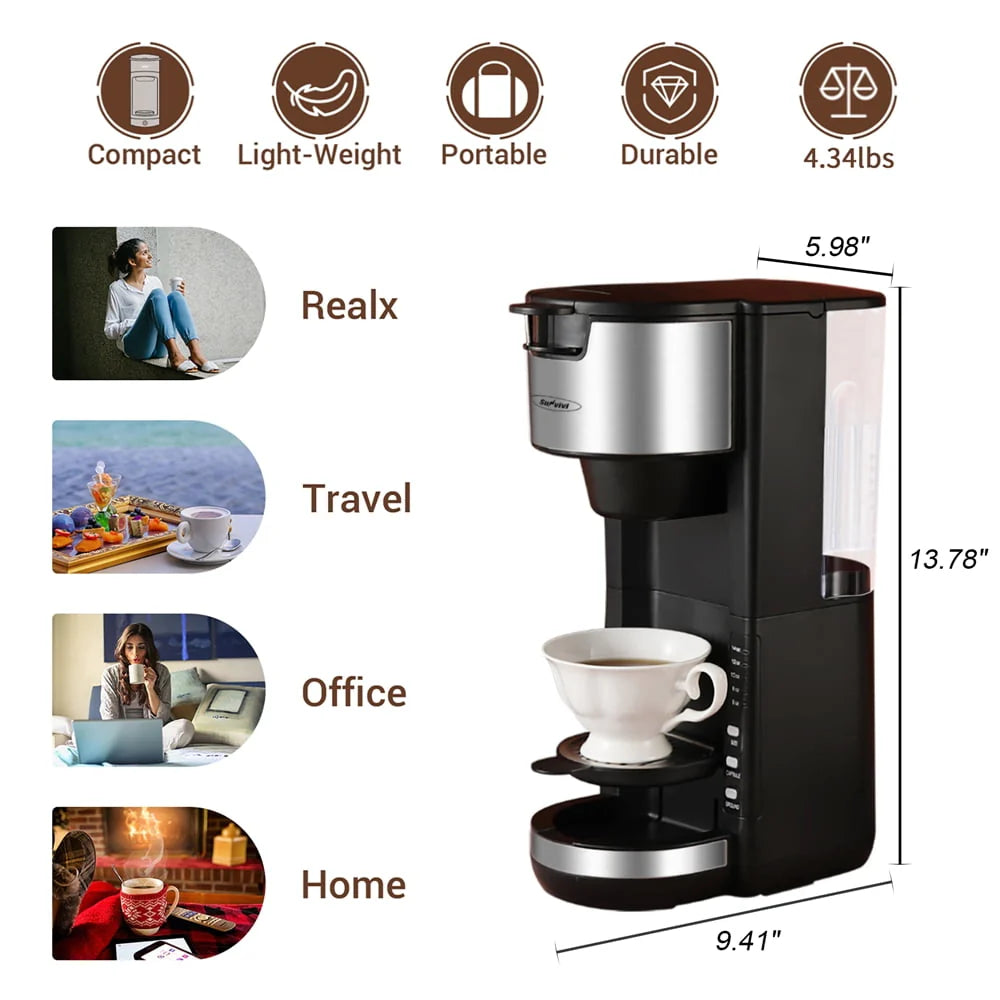Single Serve Coffee Maker with 30 Oz Removable Reservoir, Black K138074