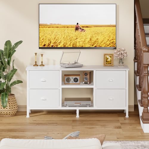 White TV Stand Dresser with 4 Drawers X538211