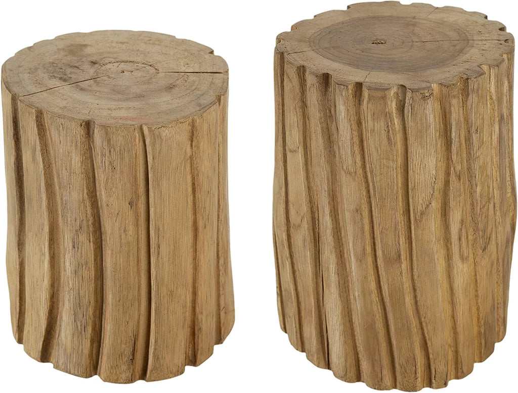 Teak Stump Displays Set of 2 Brown C807985