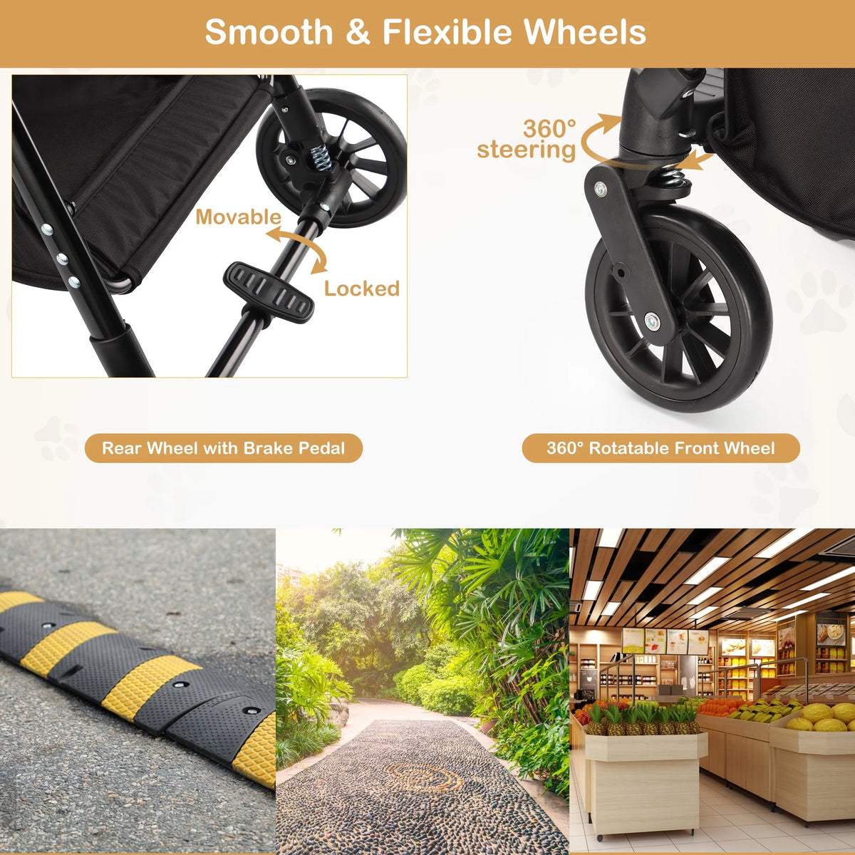 Foldable 4 Wheel Pet Stroller Q1566