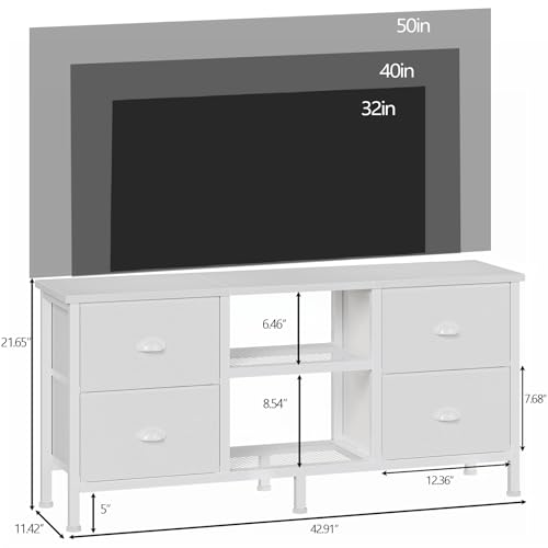 White TV Stand Dresser with 4 Drawers X538211