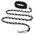 Chew Proof 5.5ft Heavy Duty Dog Leash Metal Chain Lead with Soft Rope Handle I2767