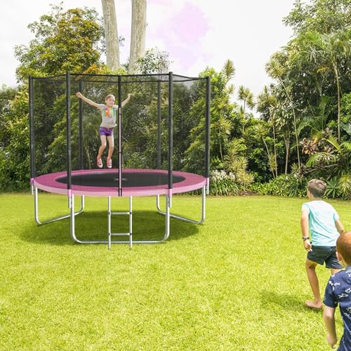 15 Ft Trampoline with Safety Enclosure Net and Basketball Hoop S8080