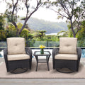 Khaki Wicker Swivel Rocker Chairs with Table C11451