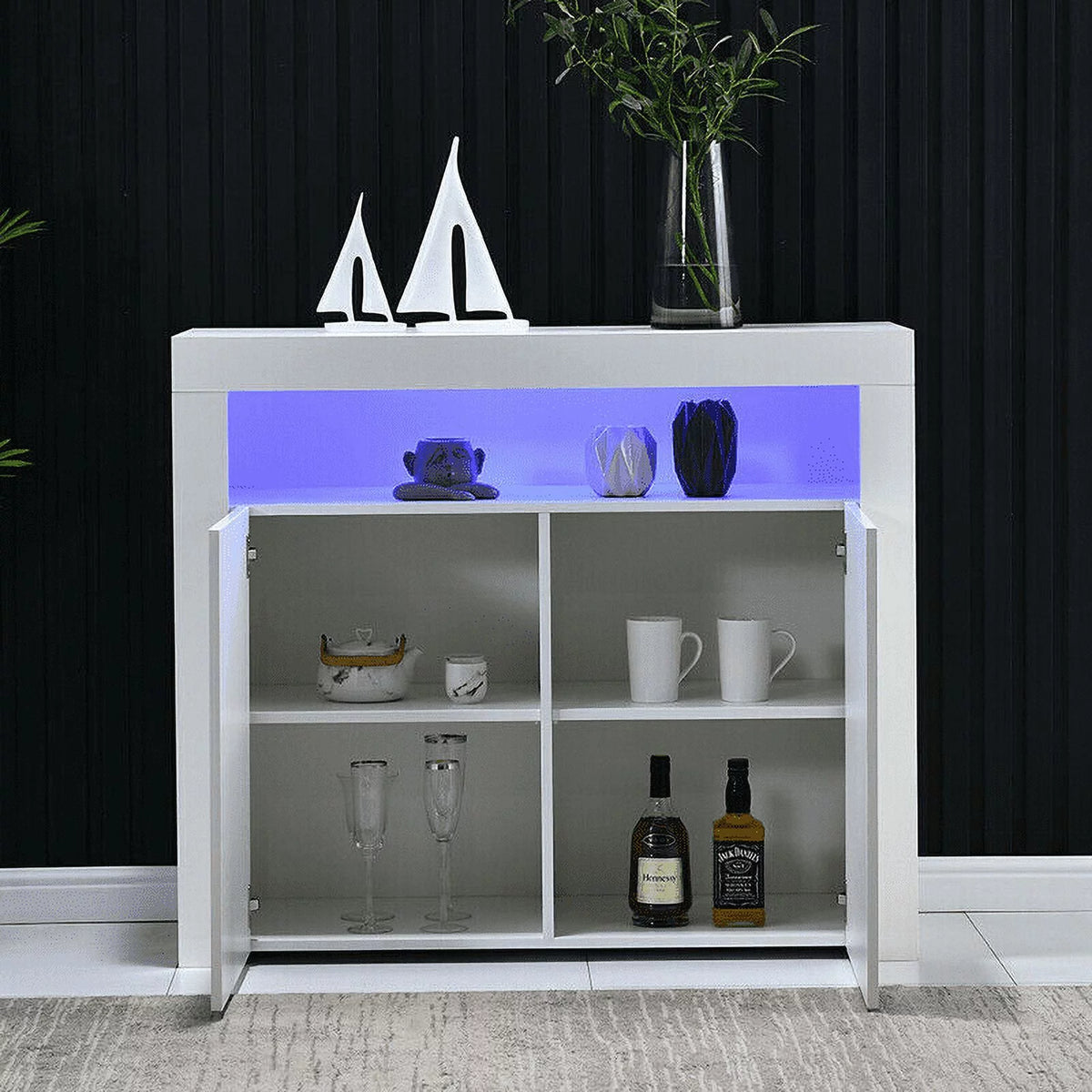LED High Gloss Sideboard Buffet Cabinet S3858