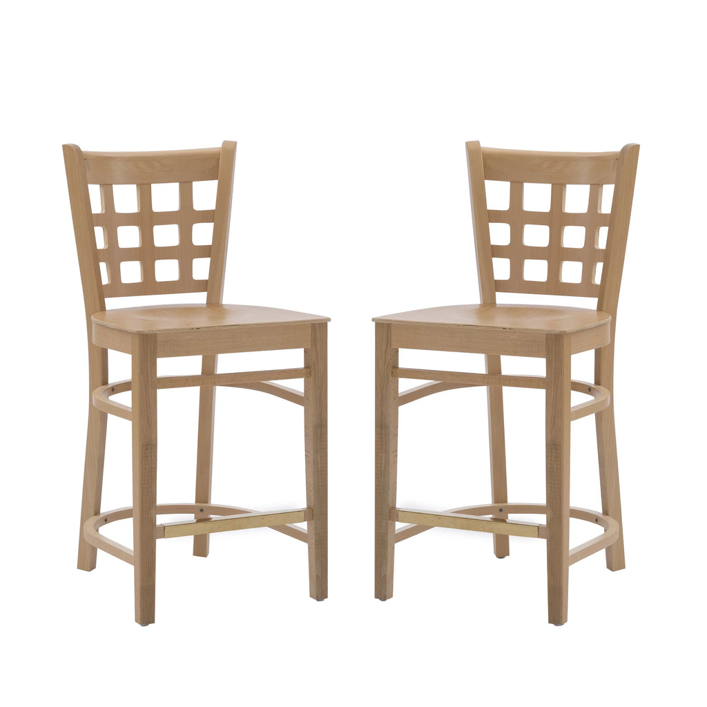 24" Indoor Wood Counter Stools, Set of 2, Natural P688
