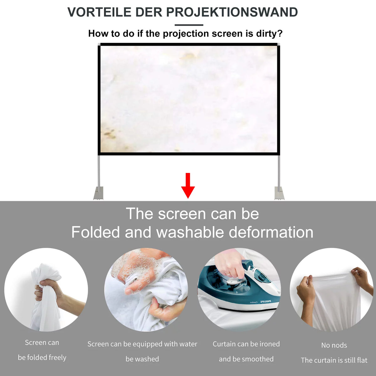 100 inch 16:9 Foldable Outdoor Projector Screen with Carry Bag I413906