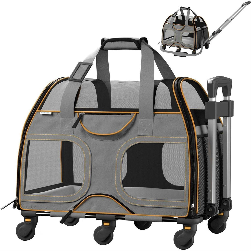 Pet Carrier with Removable Wheels and Double Telescopic Handle A7362