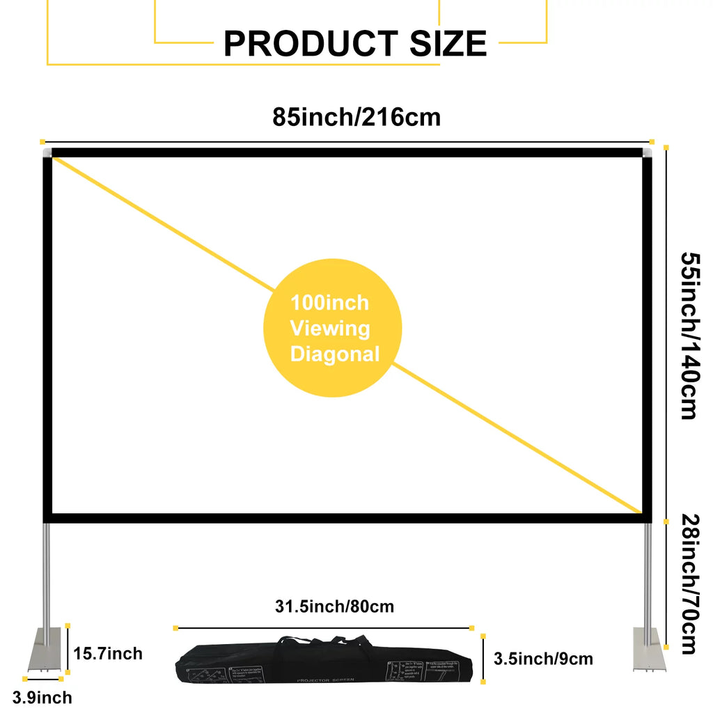 100 inch 16:9 Foldable Outdoor Projector Screen with Carry Bag I413906