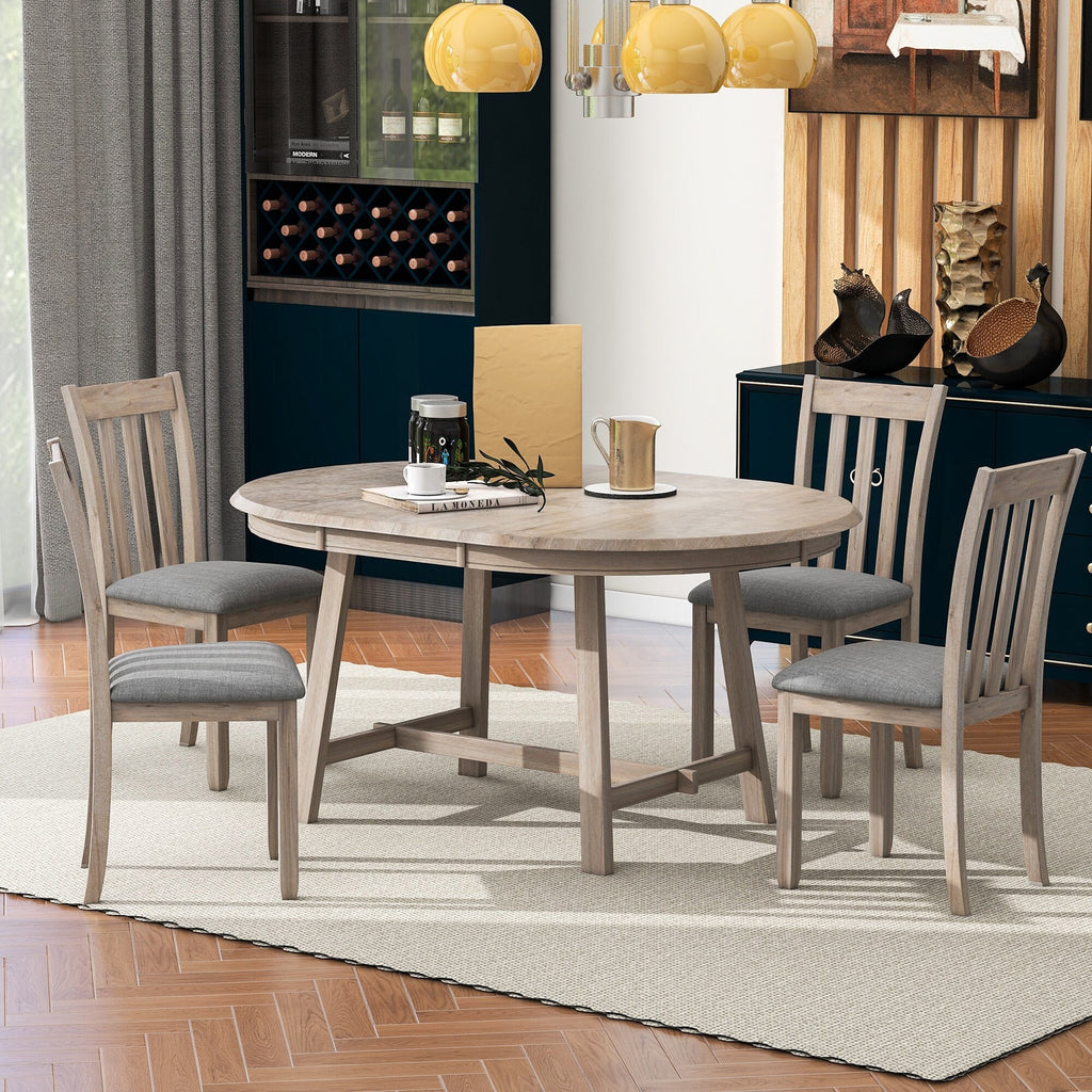 5-Piece Wooden Dining Table Set with 4 Chairs N717470