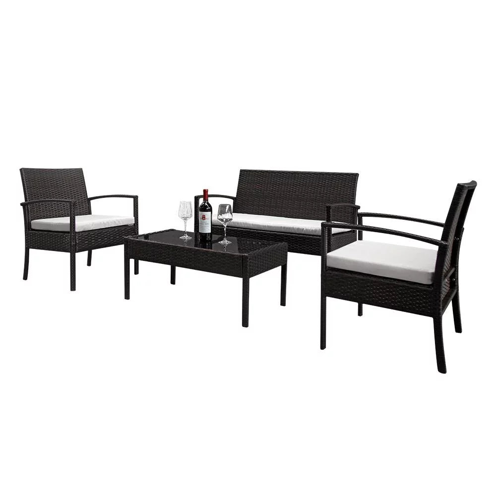 4 PCS Patio Rattan Conversation Furniture Set N6111