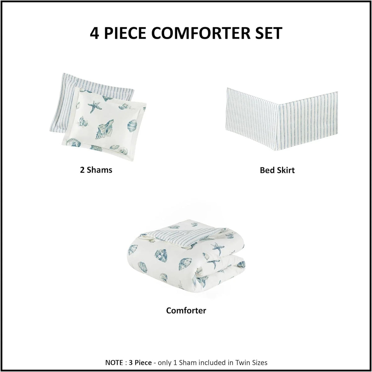Coastal Reversible Comforter Set 4 Piece L7708