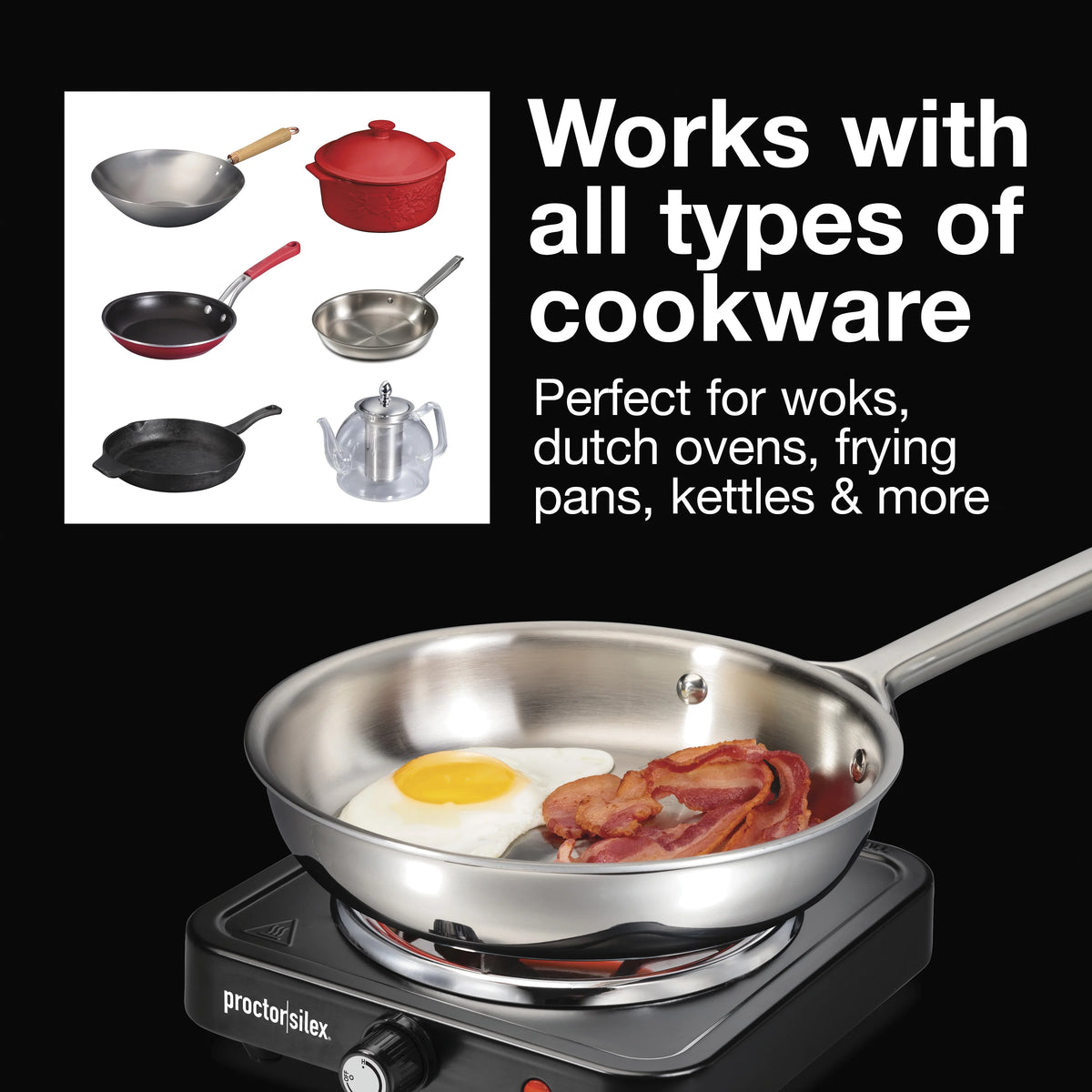 Single Burner Cooktop, Adjustable Temperature, Portable, Stainless Steel Plate G73946