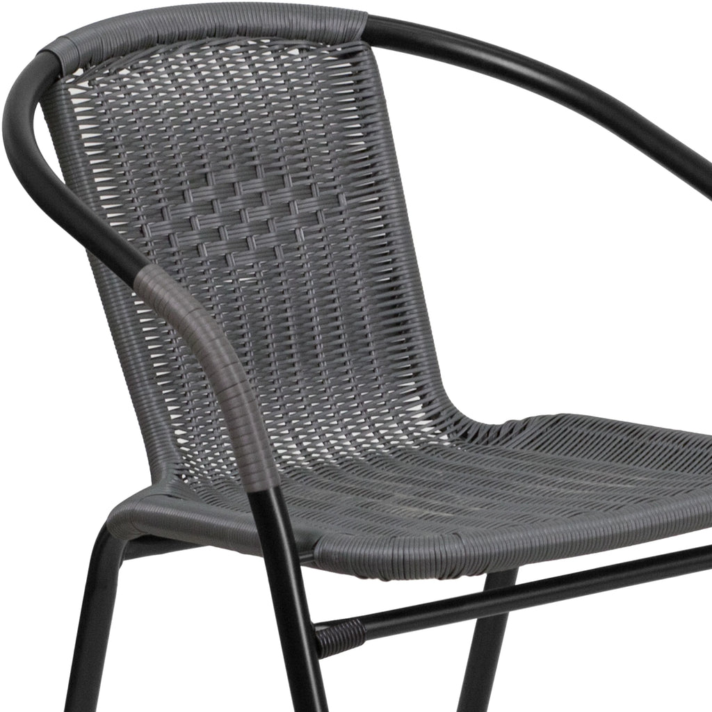 2 Pack Gray Rattan Stack Chair B589
