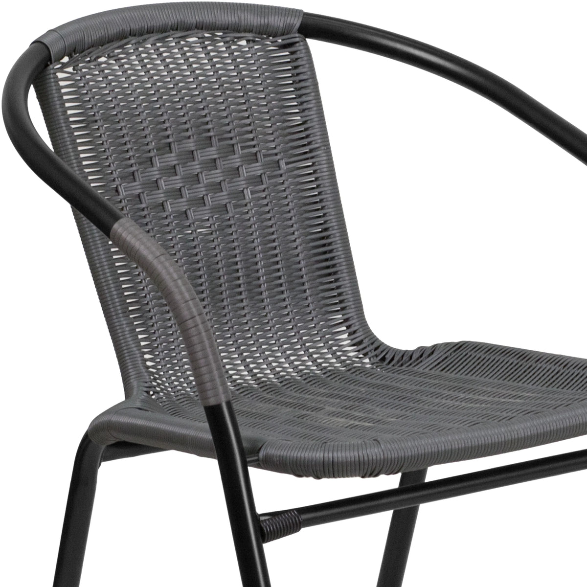 2 Pack Gray Rattan Stack Chair B589