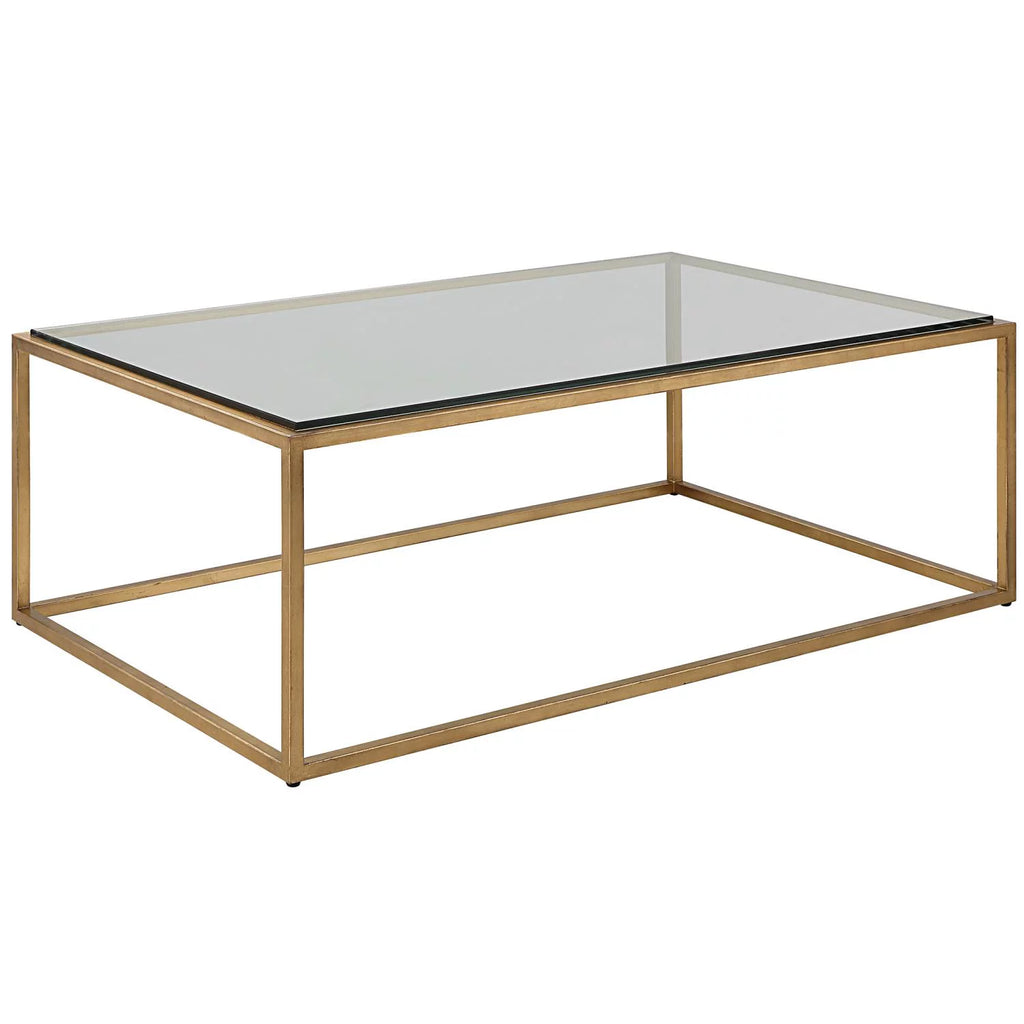 48" Iron and Tempered Glass Coffee Table T15569