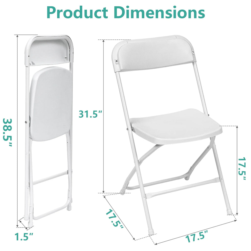 10 Pack White Plastic Folding Chair 350lbs Capacity O607