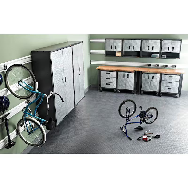 Steel Freestanding Garage Cabinet in Silver Tread K425