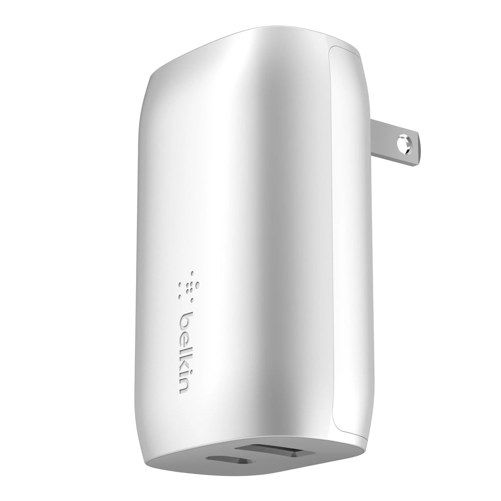 37W Dual Wall Charger USB-C to Lightning Cable Silver E4887