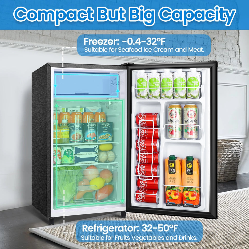 3.2 Cu ft Single Door Mini Fridge, Black H323232