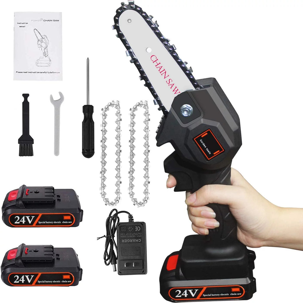 4-Inch Cordless Electric Mini Chainsaw with 2 Batteries Z4775