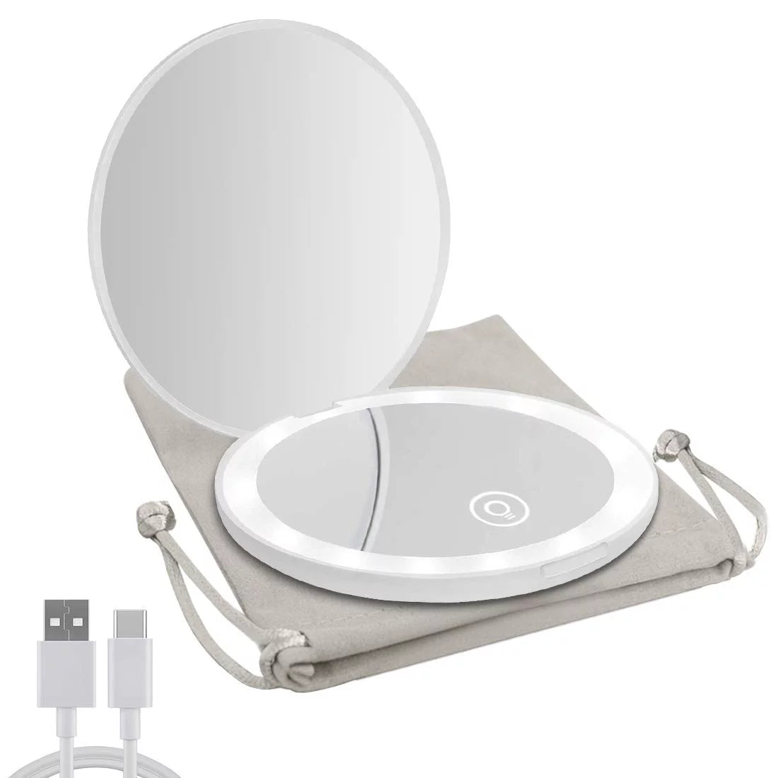 Compact LED Magnifying Rechargeable 2-Sided Makeup Mirror O7255
