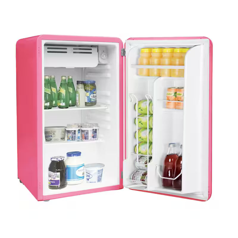Pink Mini Retro Fridge with Freezer I30541