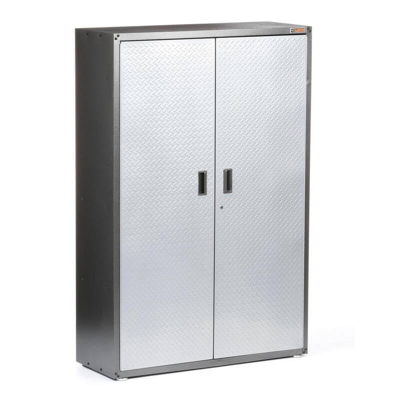 Steel Freestanding Garage Cabinet in Silver Tread K425