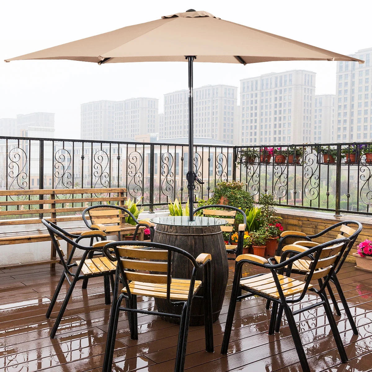 10FT Steel Tilt Patio Umbrella G1485