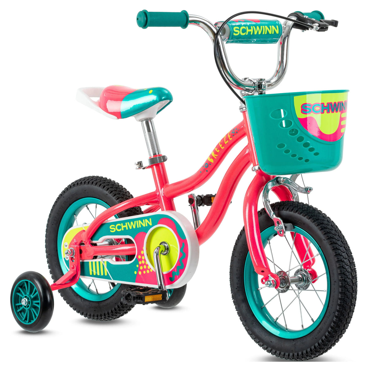 Teal Kids Bike with Basket A9294