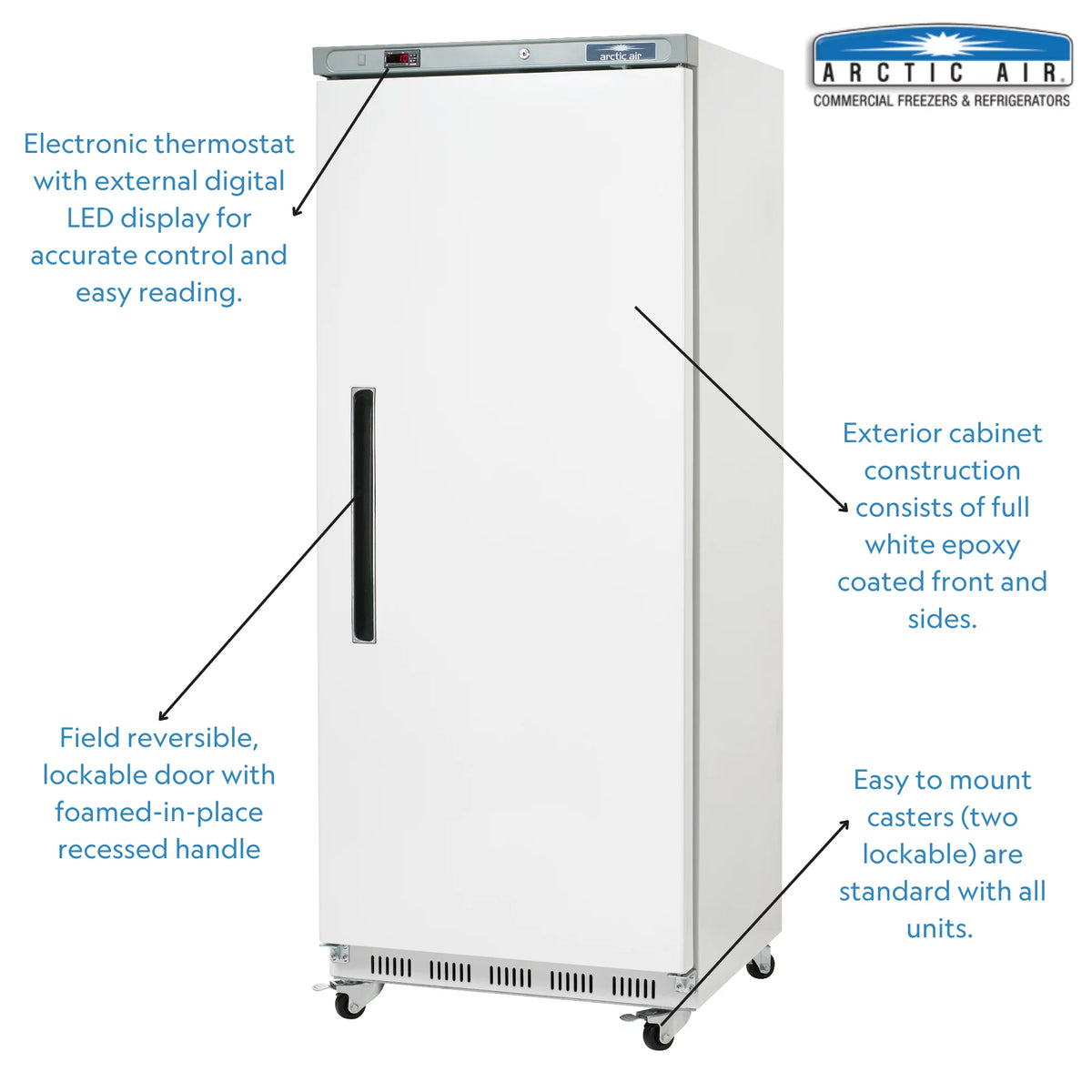 White Single Door Reach in Commercial Refrigerator 25 cu. ft. H630
